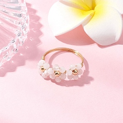 Лунный Камень Перстни из натурального лунного камня, цветок, золотые, внутренний диаметр: 18 мм