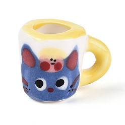 Шампанско-Желтый Украшение для кружки из фарфора ручной работы, Ручной обращается фарфор Famille Rose, аксессуары для микроландшафта, шампанское желтый, 25.5~27x17~17.5x18~20 мм