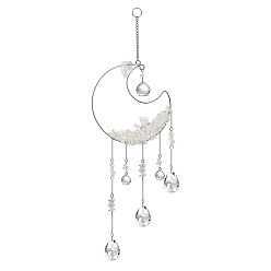 Опал Подвесные украшения в виде луны из бисера из опаловой крошки, Стеклянная каплевидная кисточка для окон, радуга, подвесной ловец солнца для украшения крыльца дома и сада, 560 мм