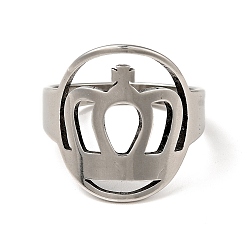 Edelstahl Farbe Anlaufgeschützter dicker Fingerring aus Edelstahl mit Krone für Damen, Edelstahl Farbe, us Größe 201 6 (1/4 mm)