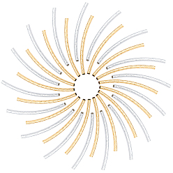 (52) Непрозрачная лаванда Бисера латунной трубки, изогнутые, разноцветные, 35x2 мм, отверстие : 1 мм, 2 цвет, 100 шт / цвет, 200 шт