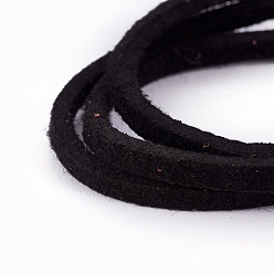 Schwarz Flachkabel Fauxveloursleder, Kunstwildleder Spitze, Schwarz, 2.5x1.5 mm, ca. 5.46 Yards (5 m)/Strang