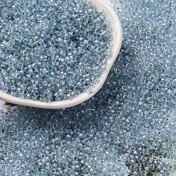 Светлый Стально-синий Стеклянные цилиндрические бусины, бисер, внутри цветов, круглое отверстие, светло-стальной синий, 2.4~2.7x1.5~1.8 мм, отверстие : 1.2 мм, Около 20000 шт / фунт