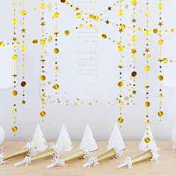 Золотистый Круглые и звездчатые бумажные подвески, для мерцающего фона стены своими руками, праздничное и праздничное оформление, золотые, 2000 мм