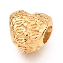 Золотой Ретро-ионное покрытие (ip) 316 бусины из хирургической нержавеющей стали в европейском стиле, бусины с большим отверстием, сердце с губой, золотые, 10.5x11.5x8.5 мм, отверстие : 4.5 мм