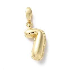 Настоящее золото 18K Латунные подвески, числовые прелести, стойки покрытие, долговечный, без свинца и без кадмия, реальный 18 k позолоченный, 14x7x3.5 мм, отверстие : 4x2.5 мм