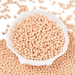 Персиковый Слойка Непрозрачная выпечка окрашены стеклянные бусины, круглые, розовые, 4~4.5x3.5~4 мм, отверстие : 0.9~1 мм, Около 4500 шт / фунт