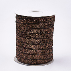 Седло Коричневый Блеск блеск ленты, лента из полиэстера и нейлона, седло коричневый, 3/8 дюйм (9.5~10 мм), около 50 ярдов / рулон (45.72 м / рулон)