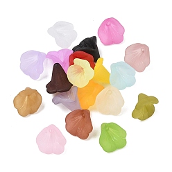Gemischte Farbe Gefrostete Perlenkappen aus Acryl, Blume, Gemischte Farbe, 14x14.5x14.5 mm, Bohrung: 1.5 mm, ca. 980 Stk. / 500 g