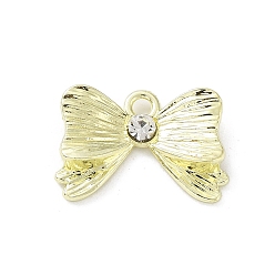 Золотой Подвески из сплава и страза, бантом прелести, золотые, 13.5x19.5x3 мм, отверстие : 2 мм