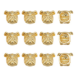 Golden 12 Stück Legierung Welpenperlen, Bulldoggenkopf, golden, 11x12.5x8 mm, Bohrung: 2 mm
