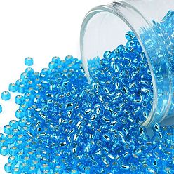 (23B) Silver Lined Aqua Круглые бусины toho, японский бисер, (23 b) аквамарин с серебряной подкладкой, 11/0, 2.2 мм, отверстие : 0.8 мм, Около 1110 шт / 10 г