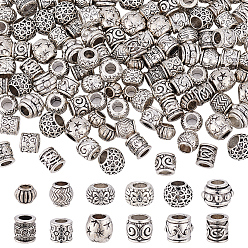 Античное Серебро 120 шт 12 стили европейские бусины из сплава в тибетском стиле, бусины с большим отверстием, без кадмия и без свинца, разнообразные, античное серебро, 8~11.5x6~10 мм, отверстие : 4~5.5 мм, 10 шт / стиль
