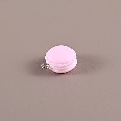 Pink Непрозрачные подвески смолы, миниатюрные 3d подвески-макароны, с платиновыми тоновыми железными петлями, розовые, 19.5x16x10 мм, отверстие : 2 мм
