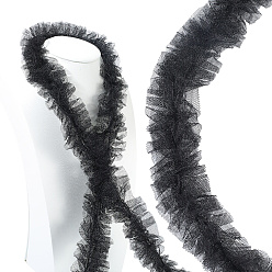 Черный 5ярдов кружевной отделки, отделка краем из полиэфирной кружевной ленты, для шитья и свадебного оформления свадьбы, чёрные, 1-5/8~2 дюйм (40~50 мм), 5 ярдов / комплект