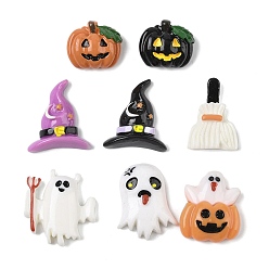 (52) Непрозрачная лаванда Кабошоны из непрозрачной смолы на тему Хэллоуина, разнообразные, разноцветные, 17.5~28.5x20~26x5.5~9.5 мм