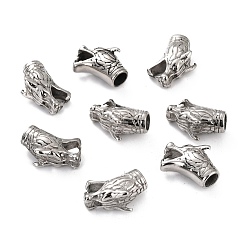 Нержавеющая Сталь Цвет Устойчивы к потускнению 304 наконечники шнура из нержавеющей стали, для изготовления кожаных браслетов, голова дракона, цвет нержавеющей стали, 23x14x10 мм, отверстие : 5.5 мм