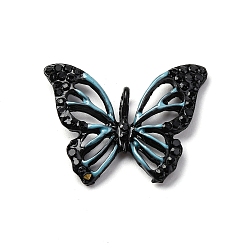 Небесно-голубой Подвески из сплава со стразами и аэрозольной краской, с эмалью, полые прелести бабочки, голубой, 21x27.5x3 мм, отверстие : 2 мм