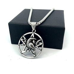 Нержавеющая Сталь Цвет Винтажный кулон в виде пентаграммы орла из нержавеющей стали для мужских ожерелий., цвет нержавеющей стали, 304 дюйм (23.62 см)