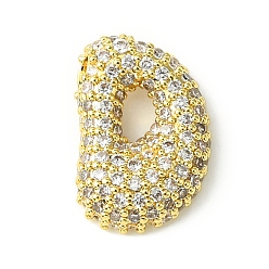 Letter D Подвески из латуни с покрытием из прозрачного кубического циркония, без кадмия и без свинца, долговечный, алфавит, реальный 18 k позолоченный, Буква D, 17.5x12x4 мм, отверстие : 3x1.8 мм