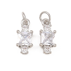 Квадрат Кулон из циркония, стойки покрытие, долговечный, без кадмия и без свинца, платина, квадратный, 14x6.5x4.5 мм, Перейти кольцо: 5x1 мм, внутренний диаметр: 3 мм