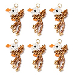 Перу Подвески в виде птиц из стеклянных бусин, с 304 кольцами из нержавеющей стали, реальный 18 k позолоченный, Перу, 29x15x2 мм, отверстие : 3 мм