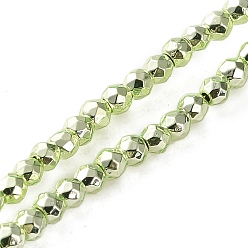 Зеленое Покрытие Гальванические нити из синтетических немагнитных гематитовых бусин, граненые, круглые, зеленый покрытием, 2 мм, отверстие : 0.6 мм, около 198~199 шт / нитка, 15.91 дюйм (40.4 см)