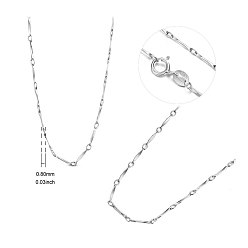 Platinum SHEGRACE Rhodium Plated 925 Sterling Silver Chain Necklaces, with S925 Stamp, Platinum, 17.7 inch(45cm)0.8mm