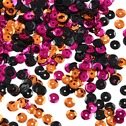Mixed Color 150G 3 Colors Plastic Paillette Beads, Semi-cupped Sequins Beads, Center Hole, Mixed Color, 6~7x0.5mm, Hole: 1mm, 50g/color 