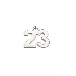 Нержавеющая Сталь Цвет Подвески из нержавеющей стали, не тускнеющие, число 23, цвет нержавеющей стали, 16x10 мм