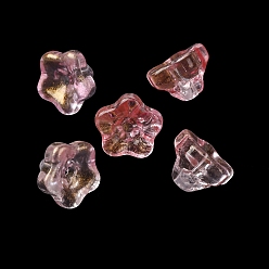 Светло-Коралловый Прозрачные стеклянные бусины, петуния, с золотой порошок, свет коралловый, 9x9x6 мм, отверстие : 1.4 мм