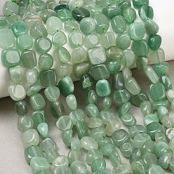 Зеленый Авантюрин Естественный зеленый авантюрин бисер нитей, самородки, упавший камень, 7.5~10x8~12.5x4.5~7 мм, отверстие : 0.8~1 мм, около 19~22 шт / нитка, 7.60''~7.99'' (19.3~20.3 см)