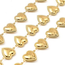 Золотой 304 ссылка цепи из нержавеющей стали сердце, пайки, с катушкой, золотые, 23x18x6.5 мм