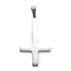 Нержавеющая Сталь Цвет Перевернутый христианский крест 304 Большой подвесной крест Святого Петра из нержавеющей стали, с 201 держателями для ледоруба из нержавеющей стали, анти-тускнение, цвет нержавеющей стали, 50x28x2 мм, отверстие : 9x5 мм