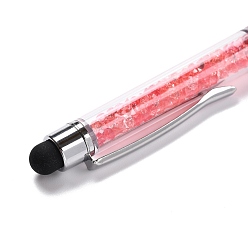 Light Coral Silicone & Plastic Touch Screen Pen, Aluminum Ball Pen, with Transparent Resin Diamond Shape Beads, Light Coral, 146x13x10mm