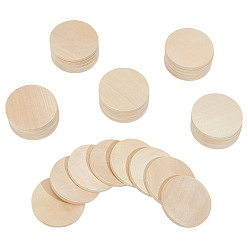 пшеница Незаконченные деревянные плоские круглые вырезы, товары для рукоделия из дерева, цвет пшеницы, 49~50x5 мм