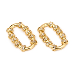 Golden Brass Micro Pave Cubic Zirconia Linking Rings, Oval, Clear, Golden, 19x13.5x2mm, Inner Diameter: 15x7mm
