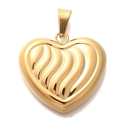 Настоящее золото 18K Вакуумное покрытие pvd 304 подвески из нержавеющей стали, шарма сердца, реальный 18 k позолоченный, 23x25x6 мм, отверстие : 3.5x7 мм