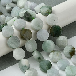 Jadeite Natural Myanmar Jadeite Beads Strands, Faceted, Flat Round, 10~10.5x4.5~5mm, Hole: 0.8mm, about 39pcs/strand, 16.14''(41cm)