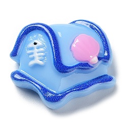 Box Океанская тема, мультяшные кабошоны из непрозрачной смолы, Небесно-голубой, коробка, 18x21x7.5 мм