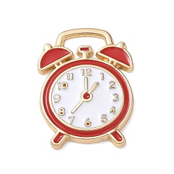 Red Alloy with Enamel Pendants, Clock Charms, Cadmium Free & Nickel Free & Lead Free, Golden, Red, 21x16x2.5mm, Hole: 1.8x7mm