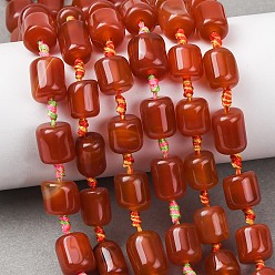 Red Agate Натуральный красный агат бисер нитей, окрашенная и подогревом, колонка, 9~14x9~10 мм, отверстие : 1~1.2 мм, около 24~26 шт / нитка, 15.67~17.64'' (39.8~44.8 см)