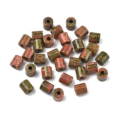 Унакит Бусины из природных Unakite, колонка, 9~9.5x8.5~9.5 мм, отверстие : 3.5 мм