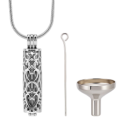 Нержавеющая Сталь Цвет Наборы для самостоятельного изготовления подвесок из нержавеющей стали, включая подвески для праха в урнах, цепочки, ожерелья и мини-воронки., цвет нержавеющей стали, 17.72 дюйм (450 мм)