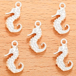 Серебро Подвески из сплава , морской конек, серебряные, 22x14 мм, отверстие : 2 мм