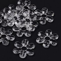 Clear Transparent Acrylic Links, Beads, Flower, Clear, 46x41x6mm, Hole: 2mm, about 99pcs/500g