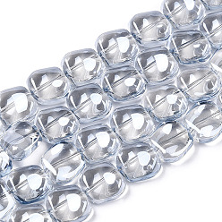 Светлый Стально-синий Гальванизируйте стекла прядь, гальваническое покрытие, многоугольник, светло-стальной синий, 10.5x11~12x5~6 мм, отверстие : 1 мм, около 60~61 шт / нитка, 24.41 дюйм ~ 25.20 дюйм (62~64 см)