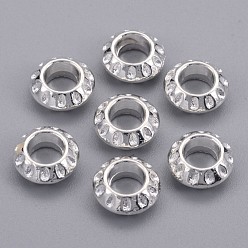 Silver Tibetan Style Alloy European Beads, Large Hole Beads, Rondelle, Silver Color Plated, Lead Free & Cadmium Free & Nickel Free, 10x4mm, Hole: 5mm