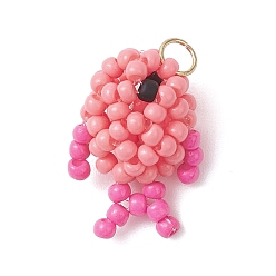 Pink Подвески из стеклянных бусин, рыба, с целью перехода в кольце, розовые, 17.5x12.5x8.5 мм, отверстие : 3 мм