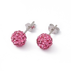 209_Rose Sexy Valentines Day Gifts for Her 925 Sterling Silver Austrian Crystal Rhinestone Ball Stud Earrings, 209_Rose, 15x6mm, Pin: 0.8mm